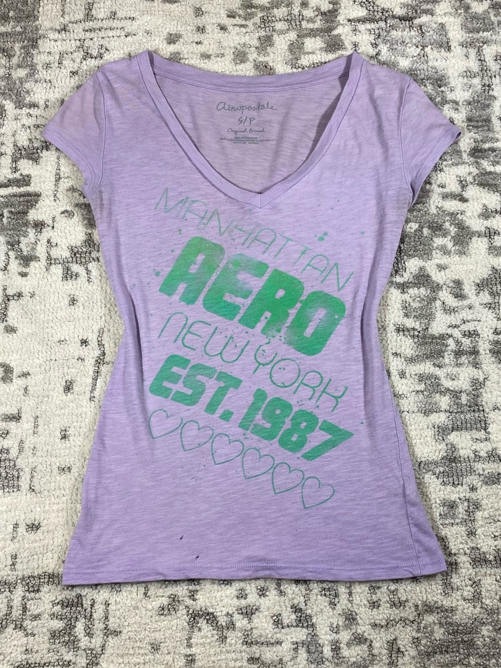 Y2k Purple Aeropostale V-Neck Tee Shirt